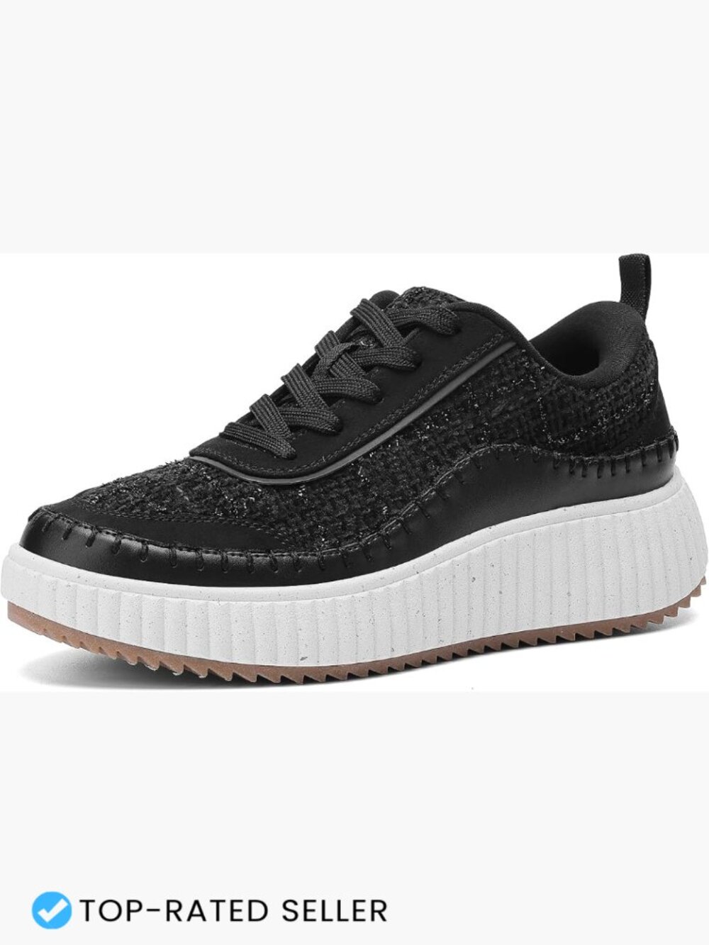 Chunky Platform Tweed Fashion Sneakers Casual Trendy Cushioned Walking Shoes
